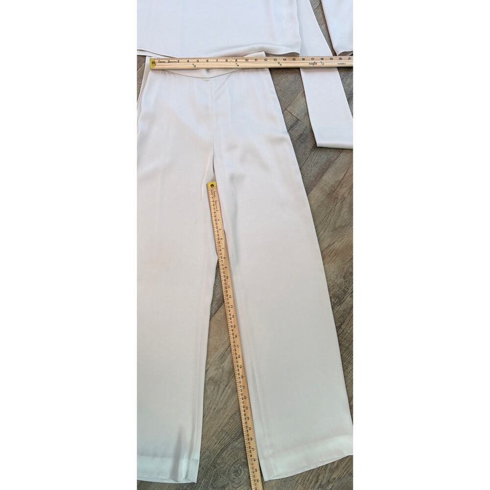 St. John Champagne Liquid Satin Kate Pants & Scarf Back Blouse Set 0/XS Cocktail - Picture 12 of 14